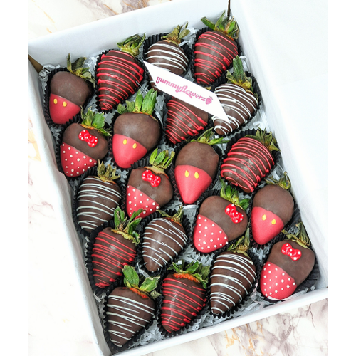 20pcs MICKEY & MINNIE Chocolate Strawberries Gift Box